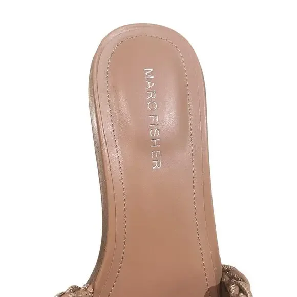 Marc Fisher Shoes Womens Size 8M Brown Alane Woven Block Heel Slide Sandals - Picture 7 of 9